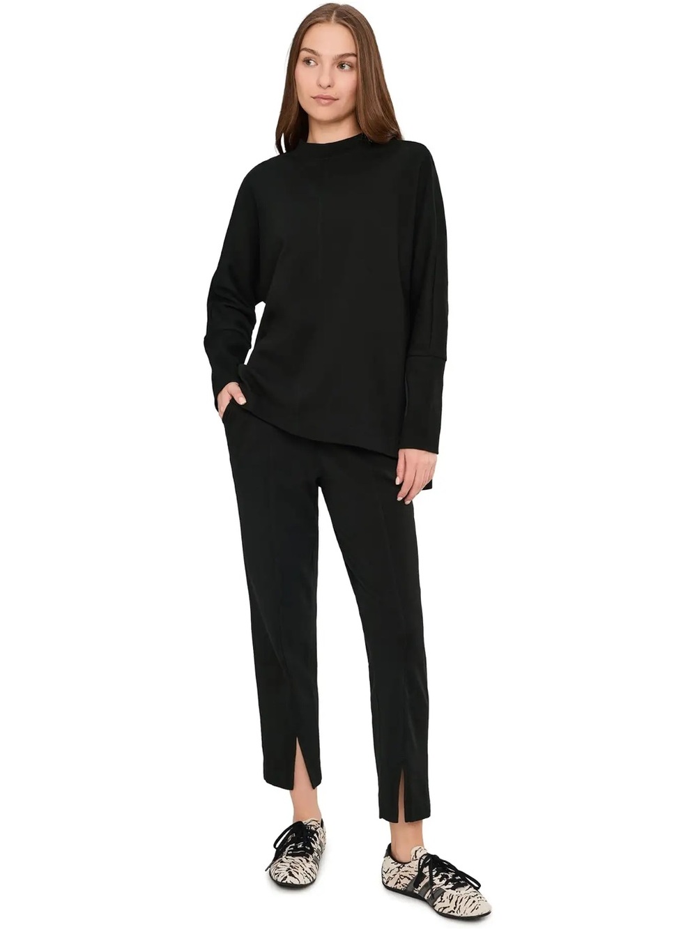 Pact Airplane Tapered Leg Black Sweat Trouser Cropped Pants Size Large